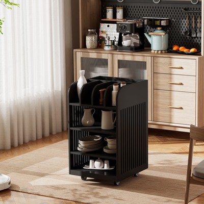 NicBex Mobile Kitchen Island Cart Kitchen Carts on Wheels with Storage, 4-Tier Shelves and Spice Rack for Kitchen