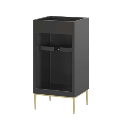 Black Solid Wood and MDF Single Bathroom Vanity Cabinet with Gold Base