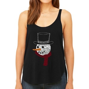 LA Pop Art Snowman Face - Women's Premium Word Art Flowy Tank Top - 1 of 4