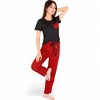 Anna-Kaci Lounge Women's Holiday Plaid Pajama Set with Short Sleeve Tie-Front Top and Elastic Waist Pants- Red,Small - 4 of 4