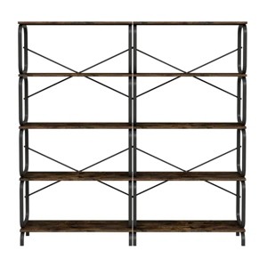 5 Tier Large Bookshelf, Bookcase Home Office Open Bookshelf,Shelves,Vintage Industrial Style Bookshelf with Metal Frame,Rustic Brown - 1 of 4