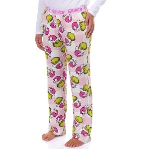 Seven Times Six Dr. Seuss The Grinch Pajamas Women's Pink Santa Lounge Sleep Pants - 1 of 4