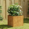 vidaXL Corten Steel Planter - Weather-Resistant, Large Plant Pot for Outdoor or Indoor Use, with Distinctive Rusty Look and Support Brackets - 2 of 4