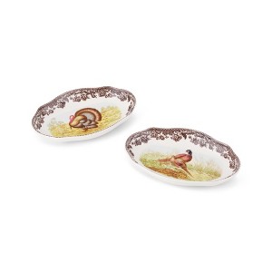 Spode Woodland Pickle Dishes, Set of 2, Floral Wildlife Motif, Ideal for Holiday Sides, Appetizers, or Desserts, 8.5" Porcelain - 1 of 4