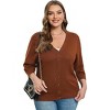 Women's Plus Size Cardigan Open Front Oversized Button Lightweight Sweaters V Neck Loose 3/4 Sleeve Cardigans Knit Outwear - 3 of 4