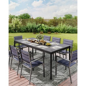 Aluminum Outdoor Metal Table for 6-8 Person, Patio Dining Tables with Rectangular Non-Slip Stripe for Outiside Backyards, Porches, Gardens, Poolside - 1 of 4