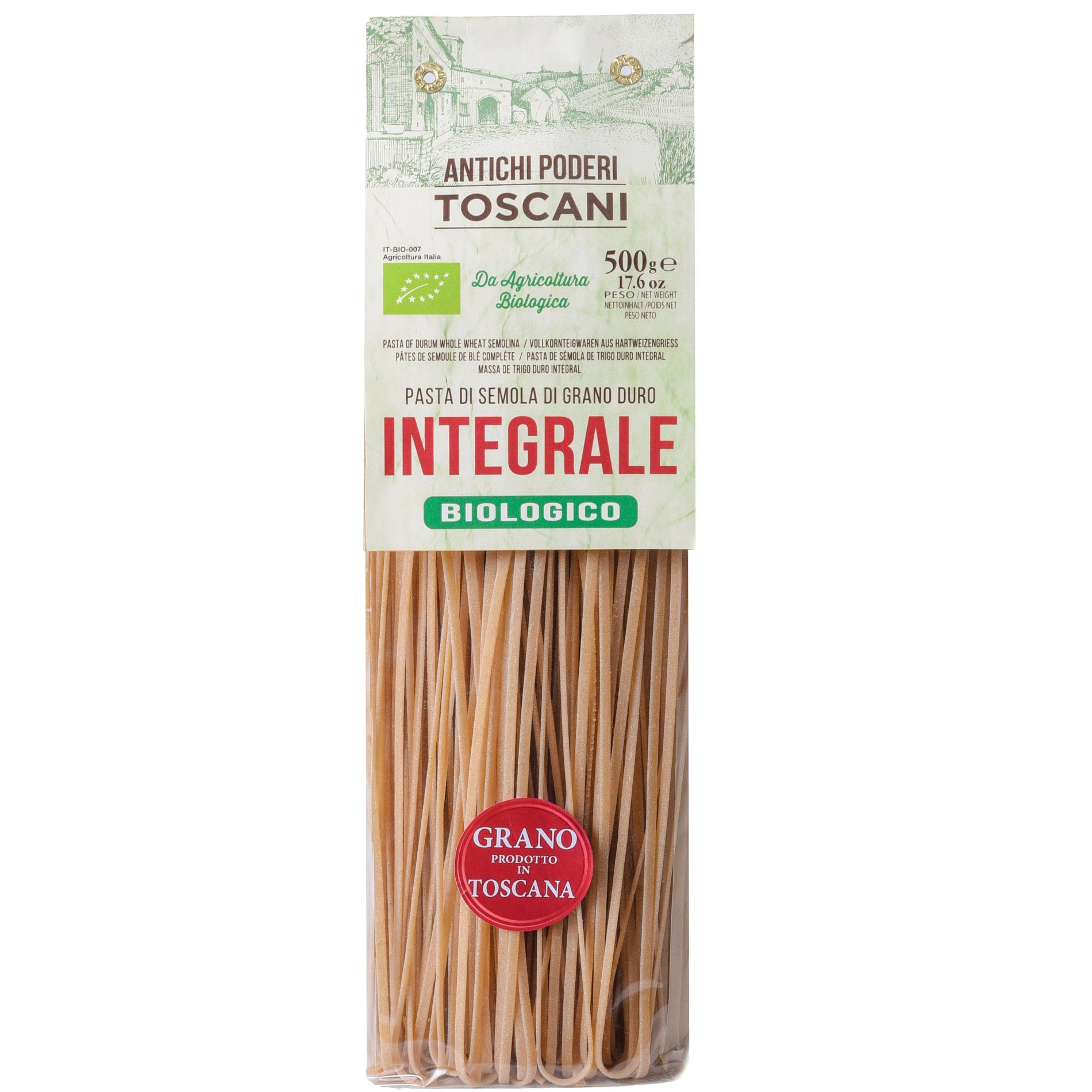 Antichi Poderi Toscani Organic Whole Wheat Linguine Pasta 17.6oz/500g Pack of 3