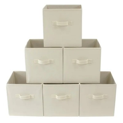 Racxily 6 Pack Collapsible Cube Fabric Storage Bins with handle, 10.5" x 10.5" Storage Containers for Organizing Storage Box