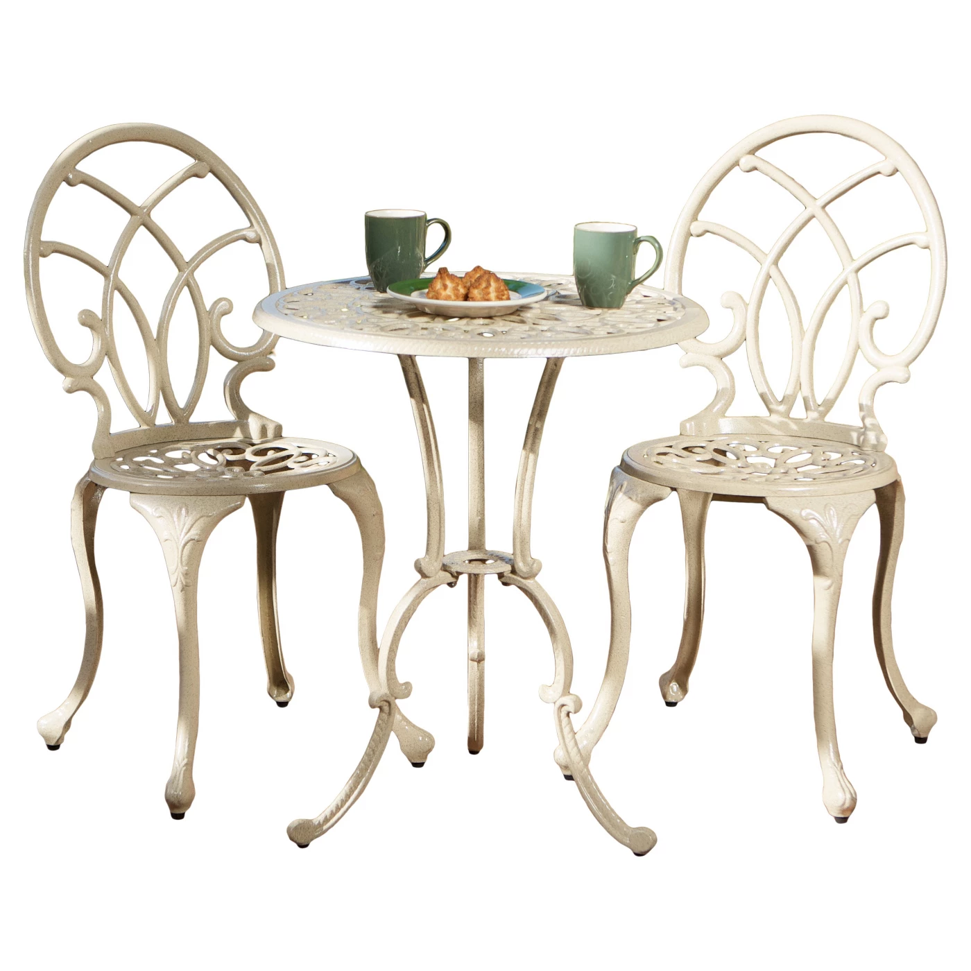 Anacapa 3pc Cast Aluminum Patio Bistro Set - Sand - Christopher Knight Home - image 1 of 4