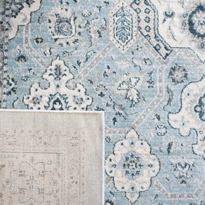 Isabella Blue and Creme Synthetic Oriental Runner Rug