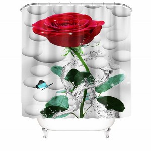 Red Rose Shower Curtains for Bathroom Waterproof Fabric Bath Curtain Durable Soft Stylish Bathroom Decor 72x72 Inch - 1 of 1