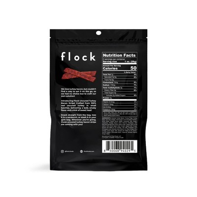 Flock Foods Uncured Sweet & Spicy Turkey Bacon Strips - 10g Protein - 2oz