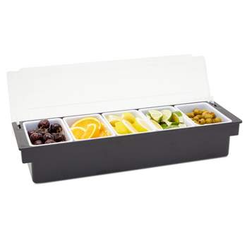 Stockroom Plus Condiment Caddy Garnish Fruit Tray for Salad Bar with 5 Compartments, 19.7 x 6.1 x 3.9 in