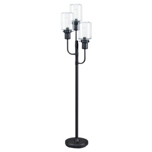 Jaak Metal Floor Lamp Bronze - Signature Design by Ashley: 3-Light, Glass Shades, Edison Bulbs - 1 of 4