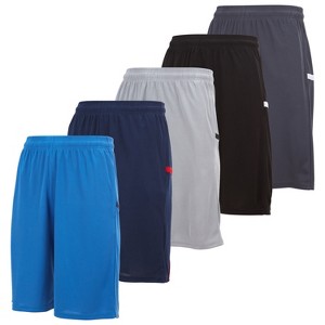Mens Moisture Wicking Athletic Basketball & Gym Workout Shorts with Pockets Multipack, Up to 3XL, Pack of 5 - 1 of 4