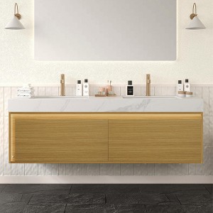 GDFStudio Gallia Modern Sintered Stone Bathroom Vanity with LED Lighted Drawer and Ceramic Basin - 1 of 4