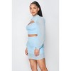 Slickblue Women's 2-Piece Set, Sheer Puff Sleeve Cutout Top & Matching Skirt, Night Out Style, Light Blue, Size S-L - 4 of 4