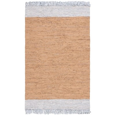 Handmade Gray and Brown Cowhide Leather Rug, 5x8 Feet