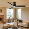 TALOYA 52 in. Black Flush Mount Ceiling Fan with Back Light and Remote, Reversible DC Motor and Blades for Home - 4 of 4