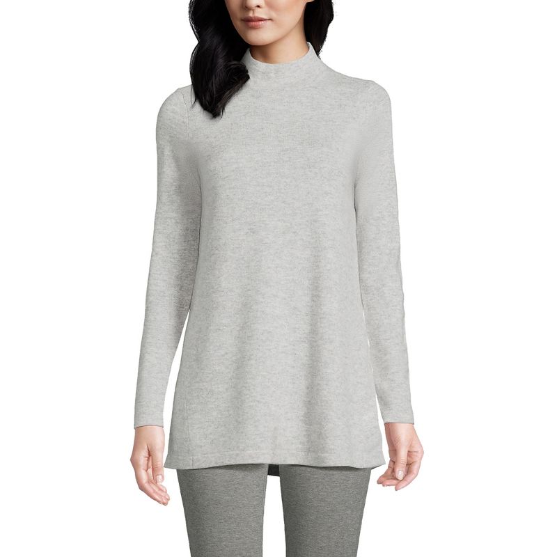 Lands' End Women's Cashmere Mock Neck Swing Tunic Sweater, 1 of 6
