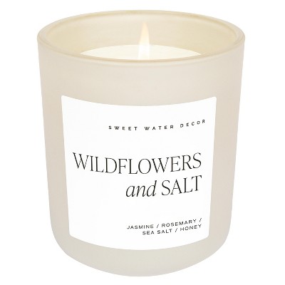 Sweet Water Decor Wildflowers & Salt 15oz Tan Matte Jar Soy Candle