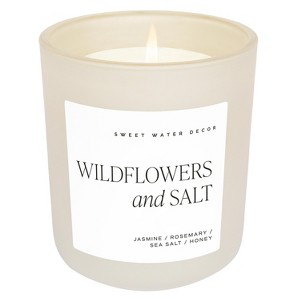 Sweet Water Decor Wildflowers & Salt 15oz Tan Matte Jar Soy Candle - 1 of 3