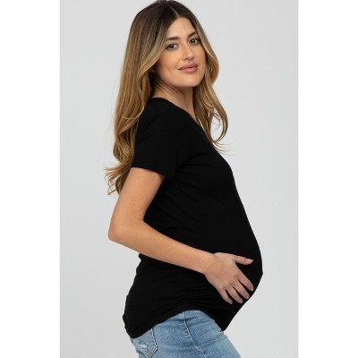 PinkBlush Black Basic Short Sleeve Maternity Top