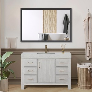 FONTOI Oversized Rectangle Bathroom Wall Mirror with Aluminum Frame Decorative Accent for Bedroom Living Room or Entryway, Black, 48"*32"*0.6" - 1 of 4