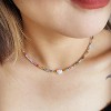 Boho Beaded Necklace - Crystal & Pearl Choker with Gold Plated Chain, Beach Summer Jewelry - 3 of 4