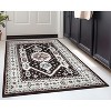 Well Woven Kings Court Kama Black - Non-Slip Rubber Backed Oriental Medallion Rug - Hallway, Entryway & Kitchen - Machine-Washable, Low Looped Pile - 3 of 4