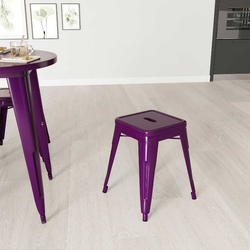 Merrick Lane Set of 4 Sloane 18" High Backless Stacking Dining Stools with Durable Metal Frame, 4 of 12
