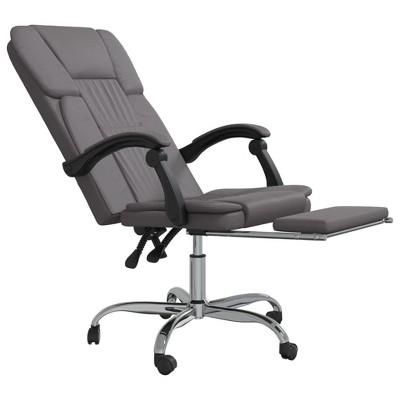 Gray Faux Leather Reclining Office Chair with Adjustable Height
