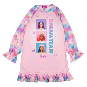 Barbie Girls' Dream Team Characters Unicorn Sleep Pajama Dress Nightgown Pink