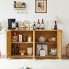 64 Inch Sideboard Cabinet with Storage,MDF Modern Buffet Cabinet with Curved Edges,Rattan Cabinet for Living Room or Entryway-Coolbibila - 3 of 4