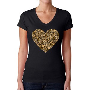 LA Pop Art Fall Vibes  - Women's Word Art V-Neck T-Shirt - 1 of 4