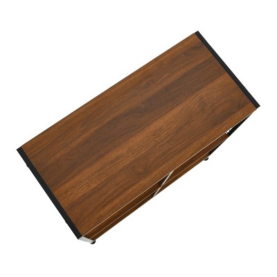 Mid-Century Walnut and Black 4-Cube Storage Bookshelf