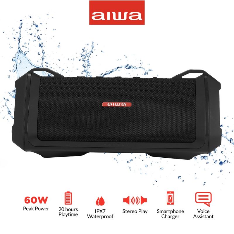 Aiwa Exos-3 Bluetooth Wireless Water Resistant Speaker, 2 of 10