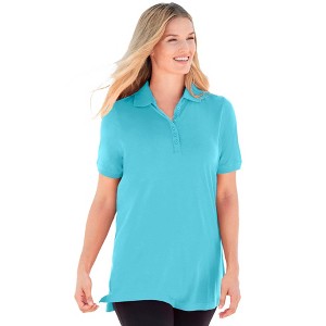 Woman Within Women's Plus Size Perfect Short-Sleeve Polo Shirt - 1 of 4