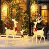 Outsunny Light Up Christmas Deer Family, Set of 3 Lighted Reindeer Christmas Decorations with 2 LED Light Modes, Stakes & Zip Ties for Outdoor, Silver - 2 of 4