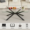 RISOKEYS 39.37" Rectangle Coffee Table - Tempered Glass Coffee Table with Stylish Metal Legs for Living Room - 4 of 4