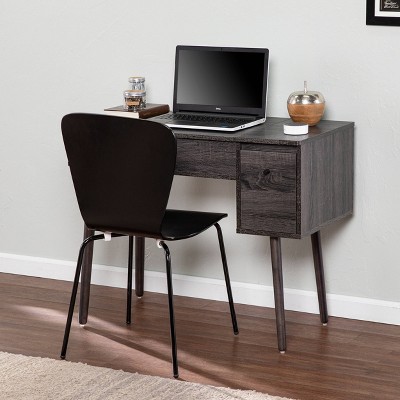 Harzen Sleek Black Vanity Desk with Hidden Storage and Flip-Up Mirror