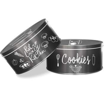 Decorae Round Cookie Tins, 2pk, for Baked Goods and Cake for Special Occasions, Christmas, Valentines Day and More