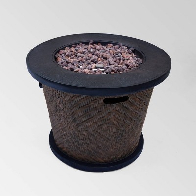 Meyer Outdoor Circular Lightweight Concrete Fire Pit - Brown - Christopher Knight Home