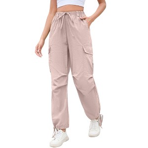 Women Baggy Parachute Pants Casual Cargo Pant Low Waist Loose Pants Multiple Pockets Jogger - 1 of 4