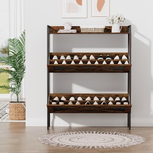 TIRAMISUBEST A shoe cabinet with 2 flip-top drawers - Rustic Brown Mobile File Cabinet - 1 of 4