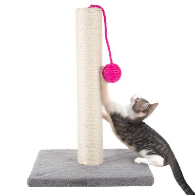 17-Inch Sisal and Carpet Cat Scratching Post with Pink Toy