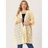 Agnes Orinda Women's Plus Size Lace Open Front 3/4 Sleeve Long Cardigans - 4 of 4