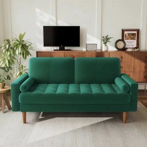 Dyonery 2-seater sofa, 55-inch velvet sofa with velvet cushion and pillow, Mid-century modern sofa, suitable for living room, apartment - 1 of 4