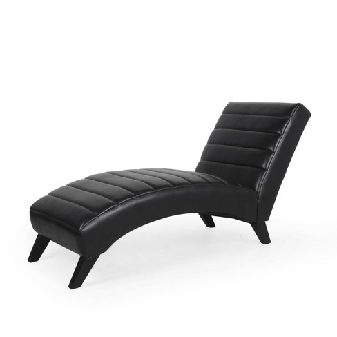 Black faux leather 2024 chaise lounge