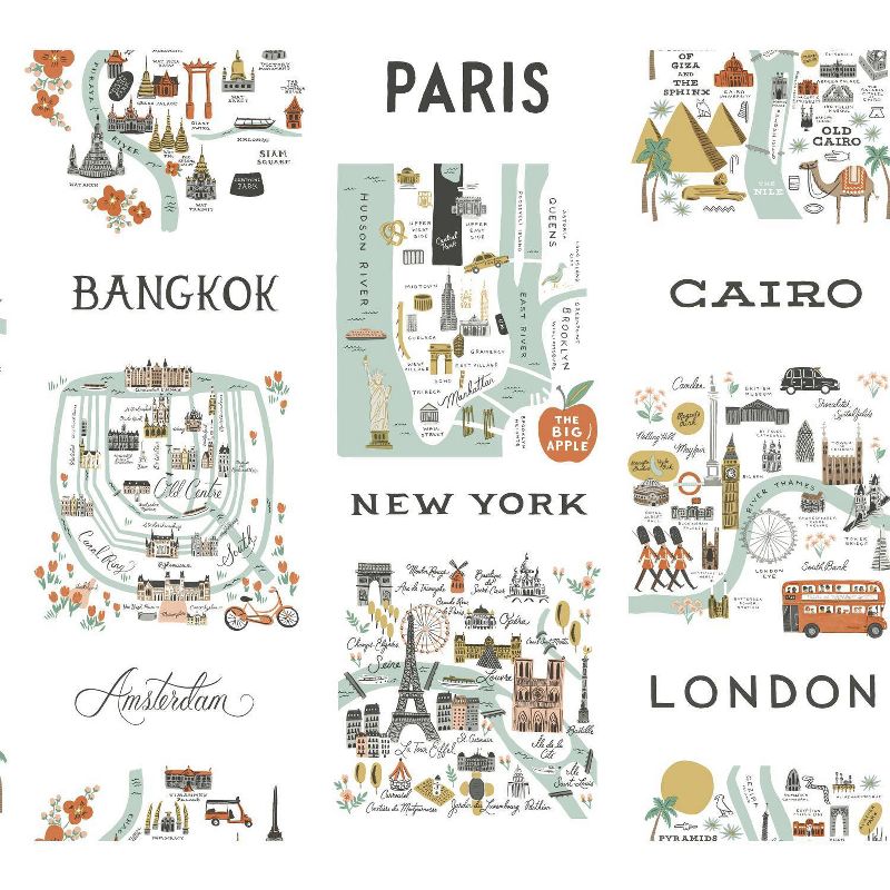 Rifle Paper Co. City Maps Peel and Stick Wallpaper Mint, 3 of 6